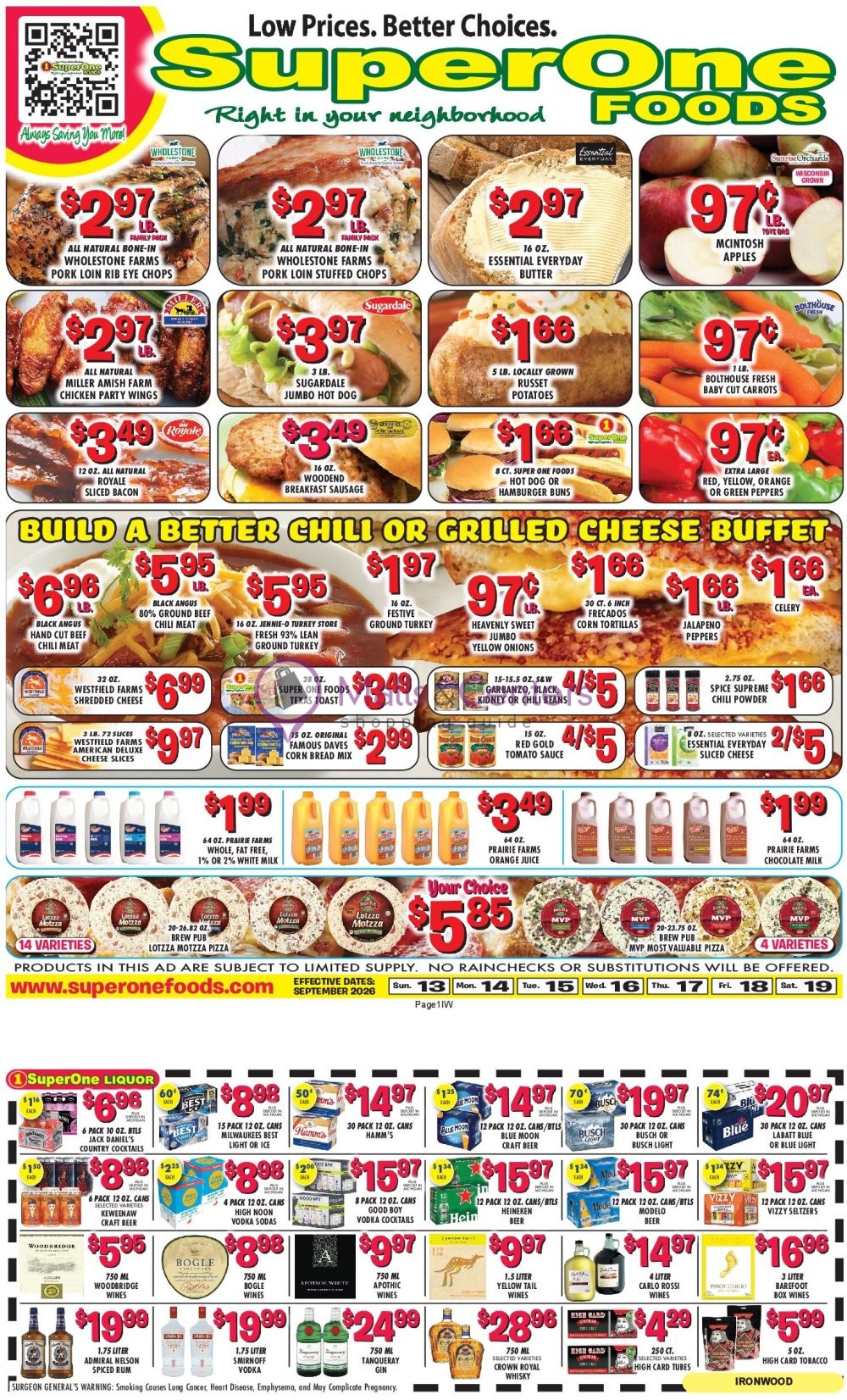 Weekly ad for Super One Foods valid: 09/12/2026 - 09/18/2026, page 1