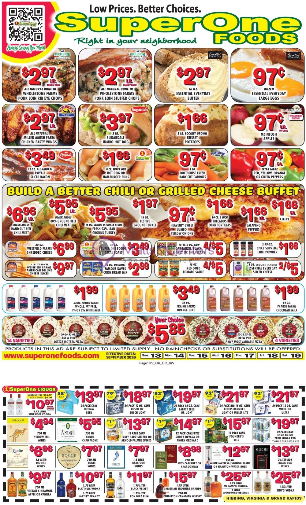 Weekly ad for Super One Foods valid: 09/14/2026 - 09/20/2026, page 1