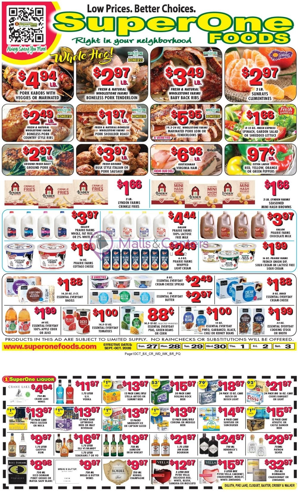 Weekly ad for Super One Foods valid: 09/28/2026 - 10/04/2026, page 1