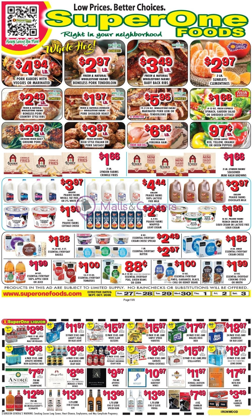 Weekly ad for Super One Foods valid: 09/30/2026 - 10/06/2026, page 1