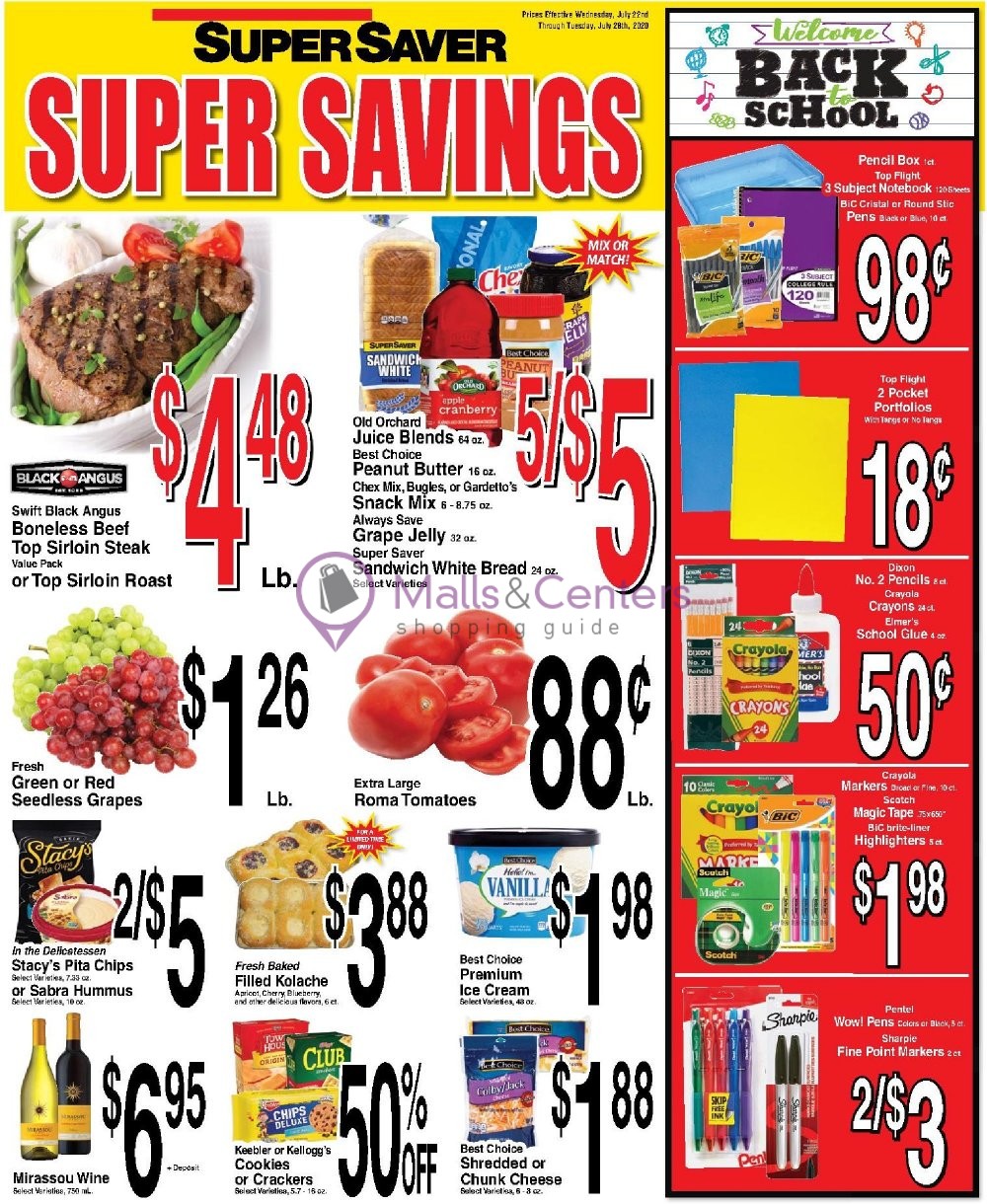Super Saver Weekly Ad sales & flyers specials MallsCenters
