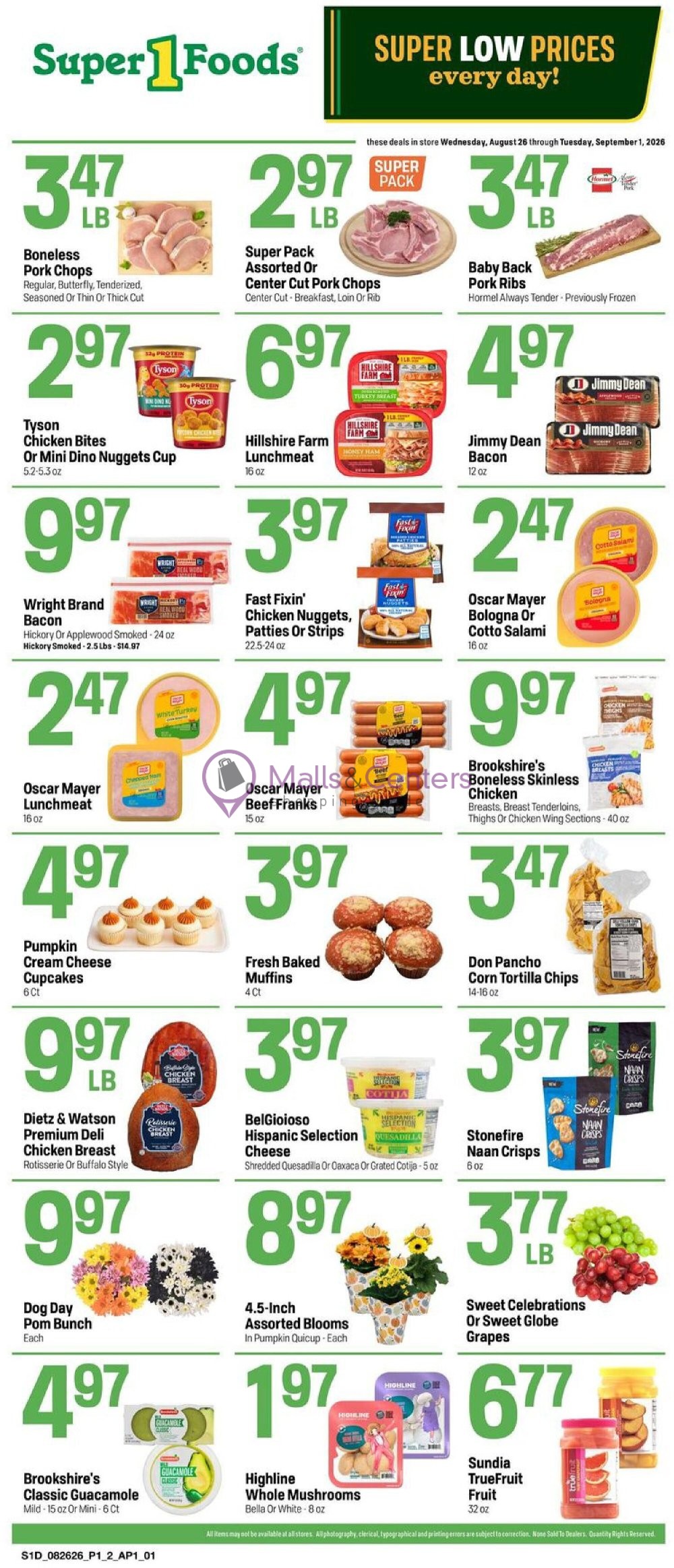 Weekly ad for Super1Foods valid: 08/26/2026 - 09/01/2026, page 1