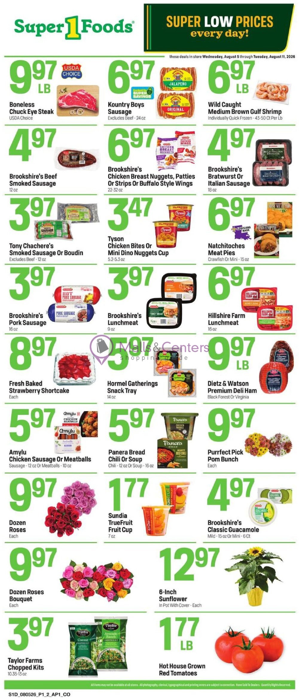 Weekly ad for Super1Foods valid: 08/05/2026 - 08/11/2026, page 1