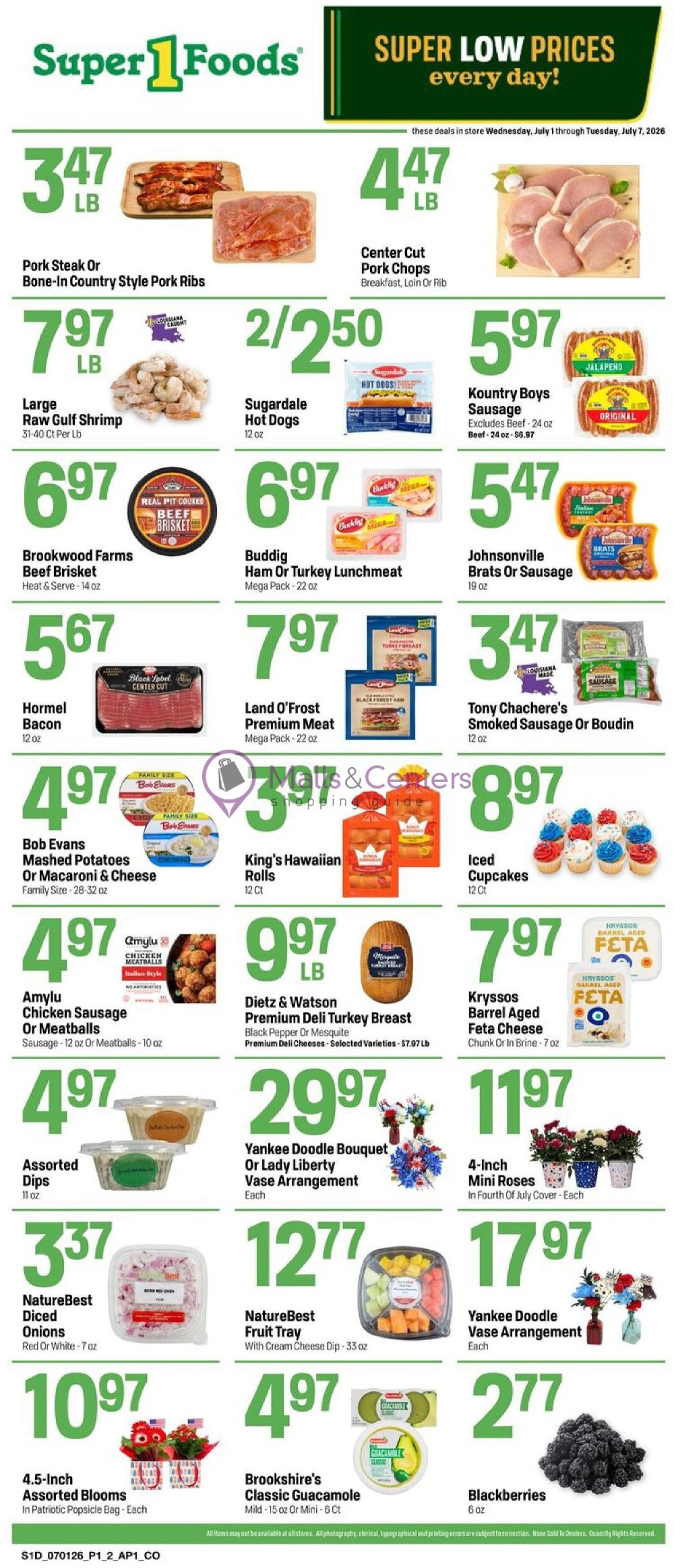 Weekly ad for Super1Foods valid: 07/01/2026 - 07/07/2026, page 1