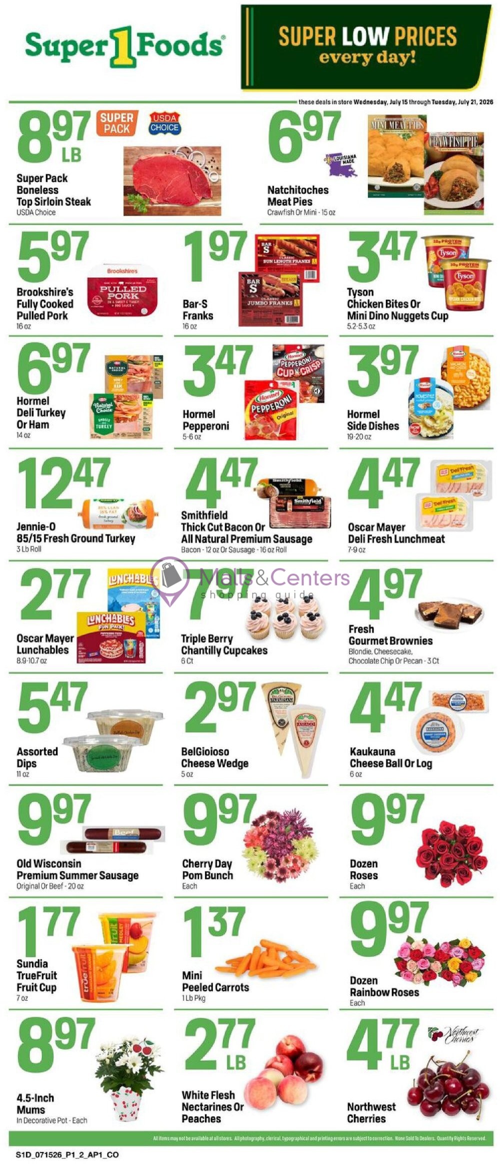 Weekly ad for Super1Foods valid: 07/15/2026 - 07/21/2026, page 1
