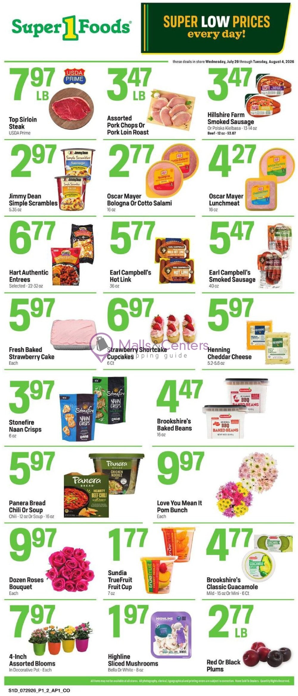Weekly ad for Super1Foods valid: 07/29/2026 - 08/04/2026, page 1