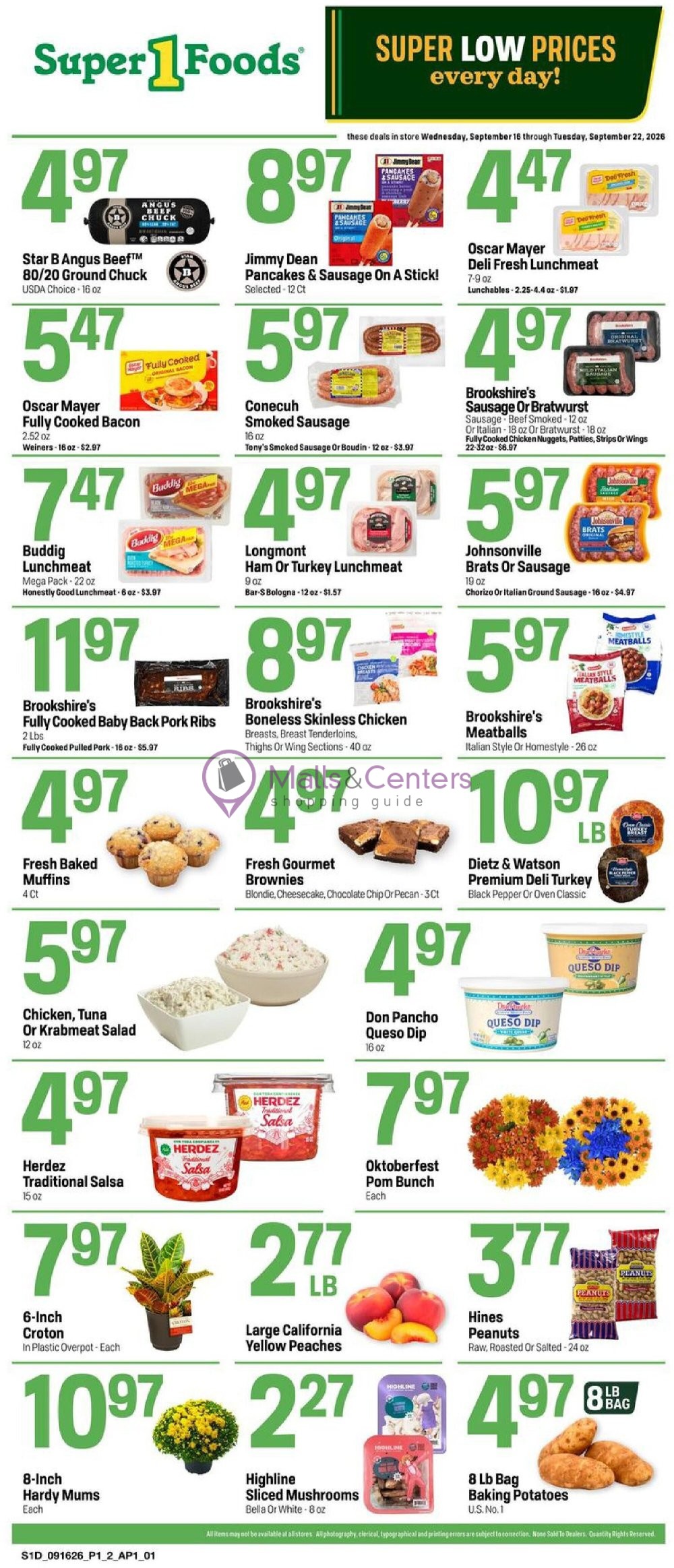 Weekly ad for Super1Foods valid: 09/16/2026 - 09/22/2026, page 1