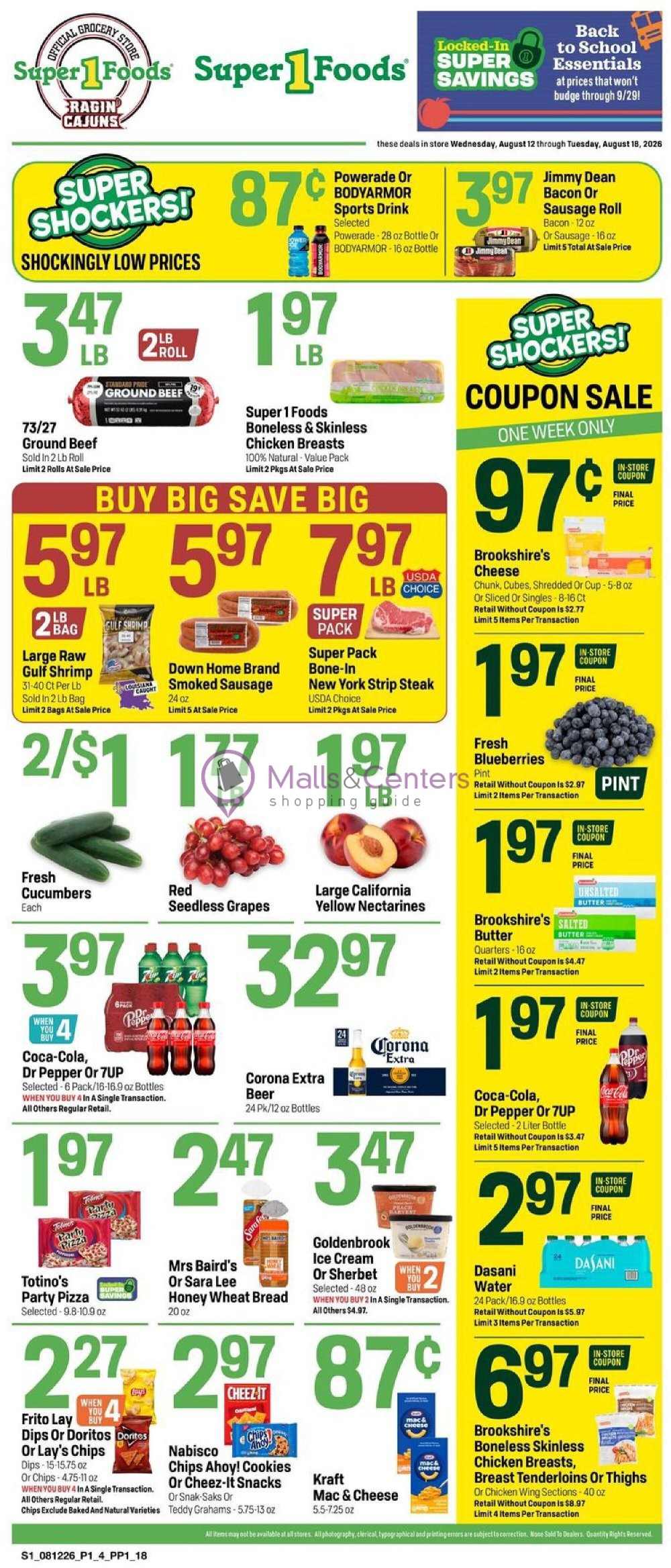 Weekly ad for Super1Foods valid: 08/12/2026 - 08/18/2026, page 1