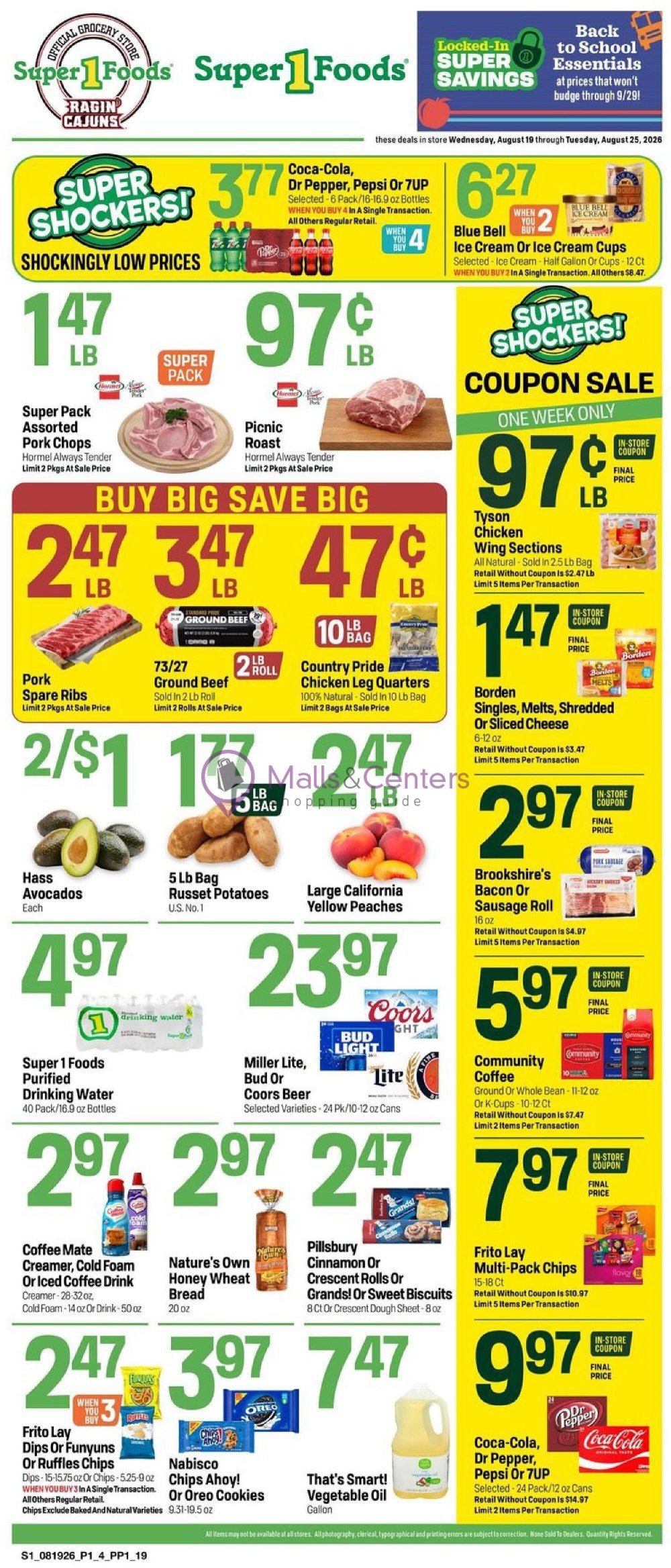 Weekly ad for Super1Foods valid: 08/19/2026 - 08/25/2026, page 1