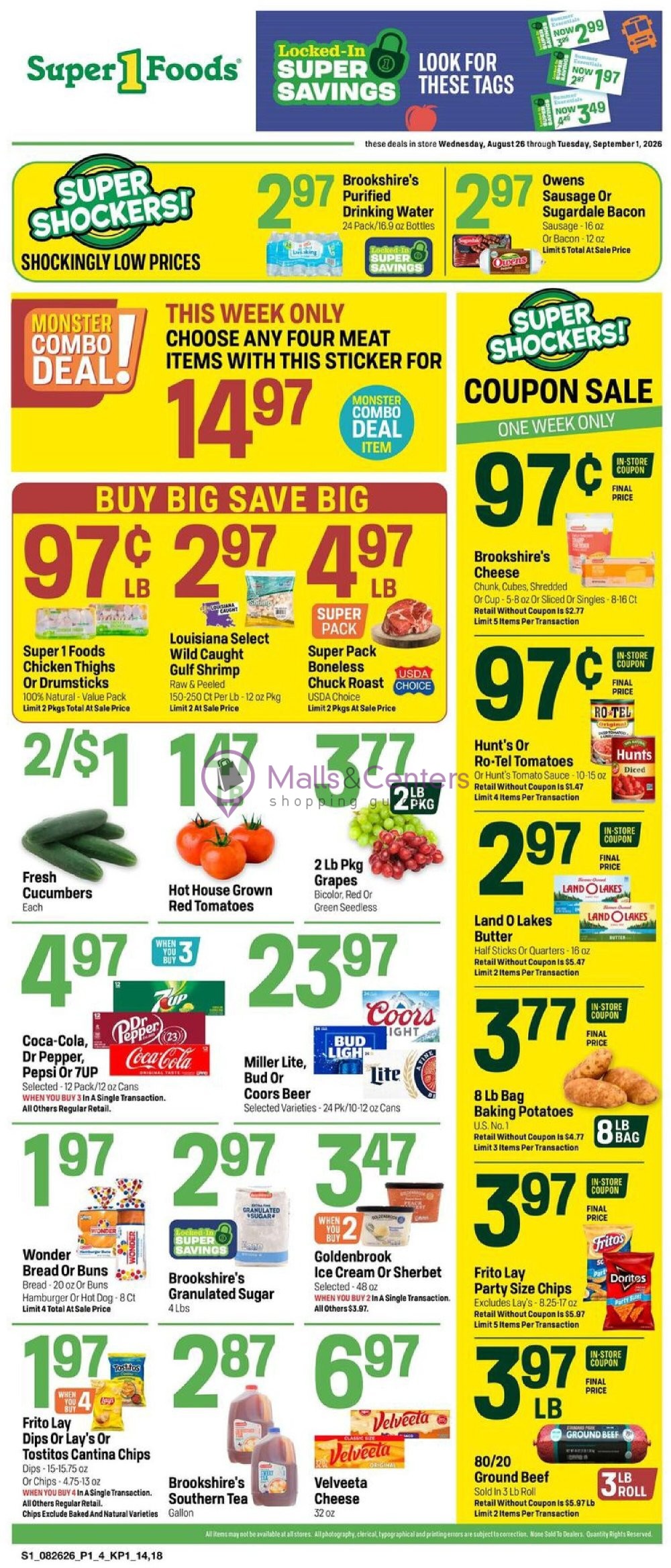 Weekly ad for Super1Foods valid: 08/26/2026 - 09/01/2026, page 1