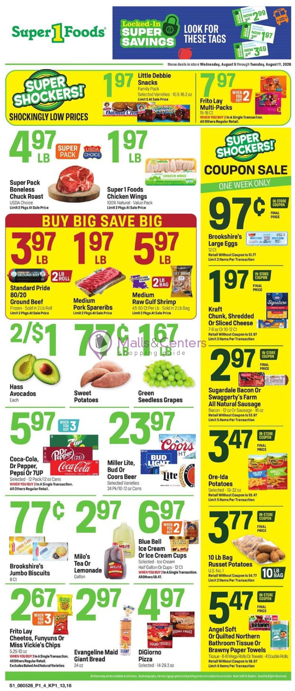 Weekly ad for Super1Foods valid: 08/05/2026 - 08/11/2026, page 1