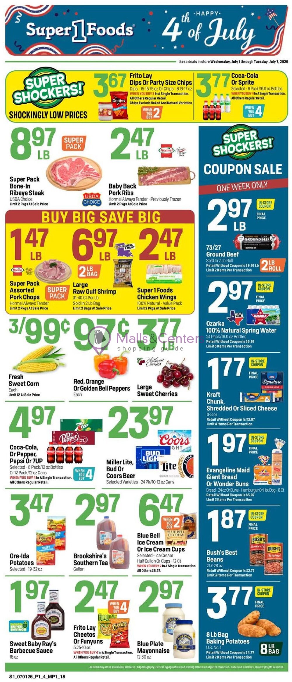 Weekly ad for Super1Foods valid: 07/01/2026 - 07/07/2026, page 1