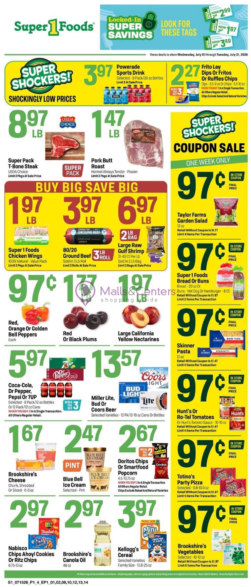 Weekly ad for Super1Foods valid: 07/15/2026 - 07/21/2026, page 1