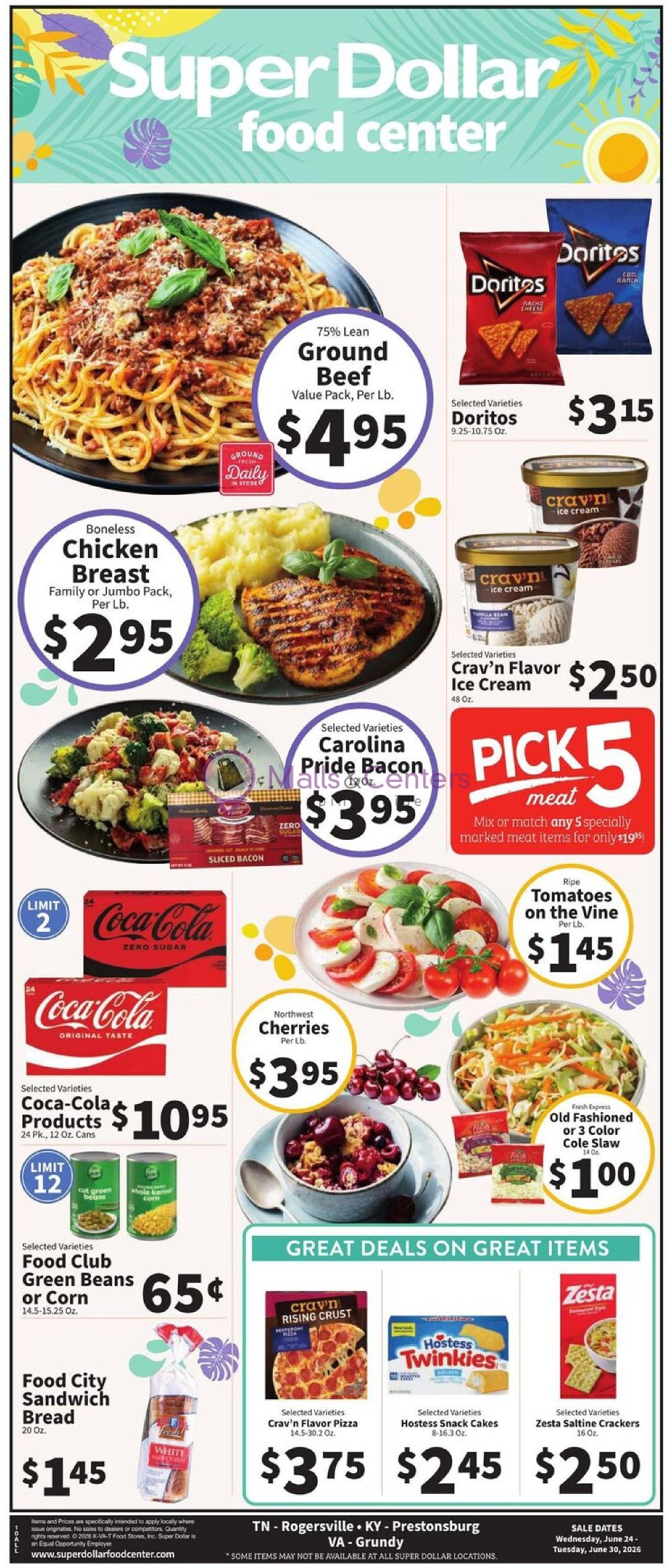 Weekly ad for SuperDollar Food Center valid: 06/24/2026 - 06/30/2026, page 1