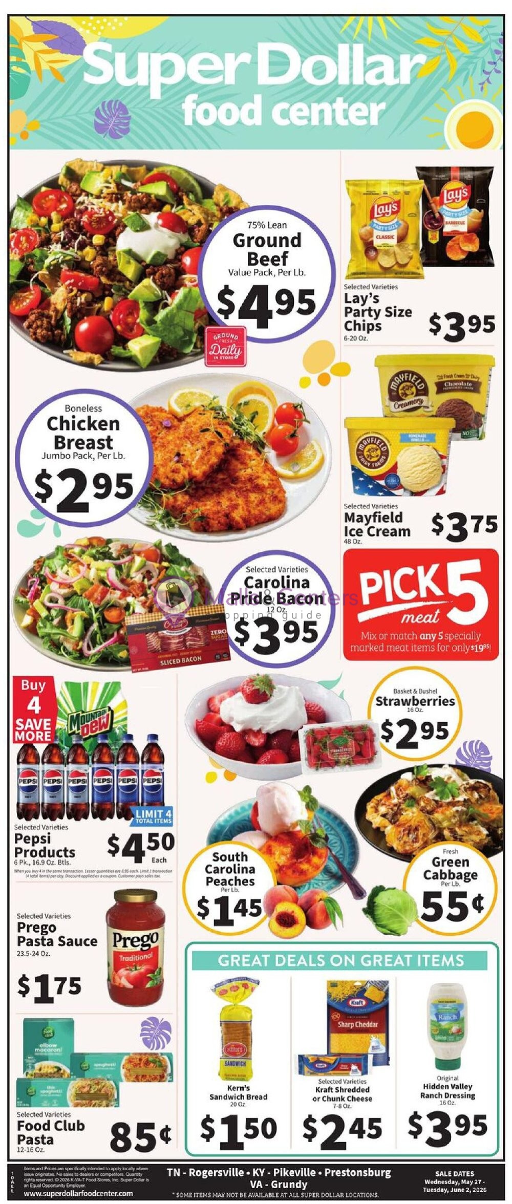 Weekly ad for SuperDollar Food Center valid: 05/27/2026 - 06/02/2026, page 1