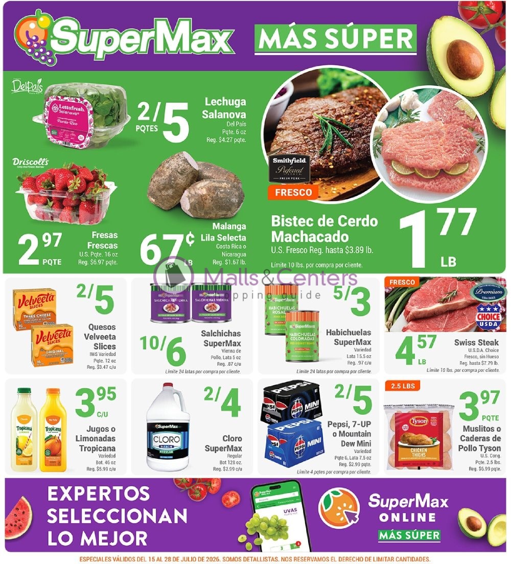Weekly ad for SuperMax valid: 07/15/2026 - 07/28/2026, page 1