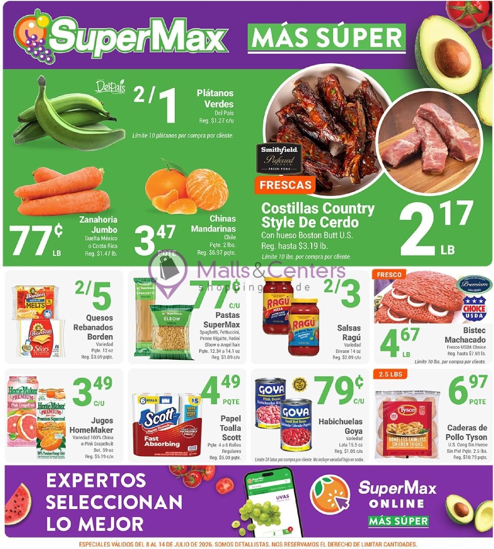 First page of weekly ad for SuperMax valid: 07/08/2026 - 07/14/2026