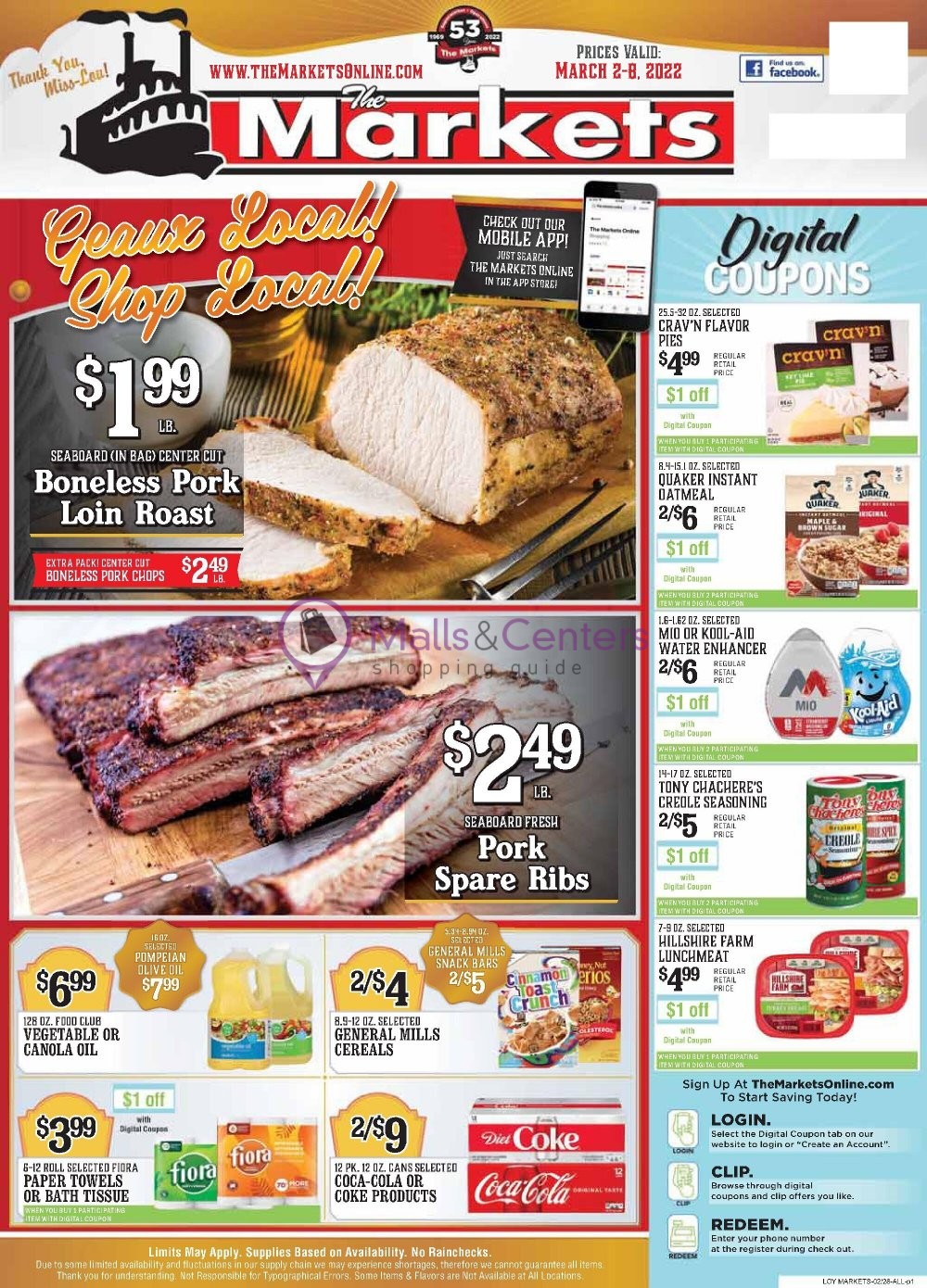 The Markets Weekly ad valid from 03/02/2022 to 03/08/2022 MallsCenters