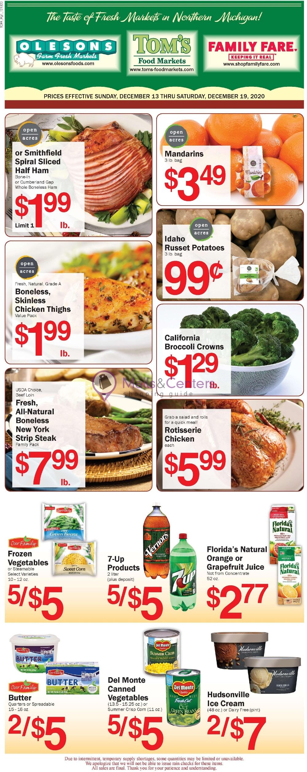 Tom's Food Markets Weekly ad valid from 12/13/2020 to 12/19/2020