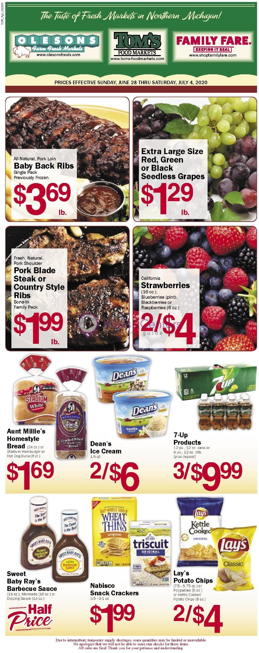 Tom's Food Markets Weekly ad valid from 06/28/2020 to 07/04/2020