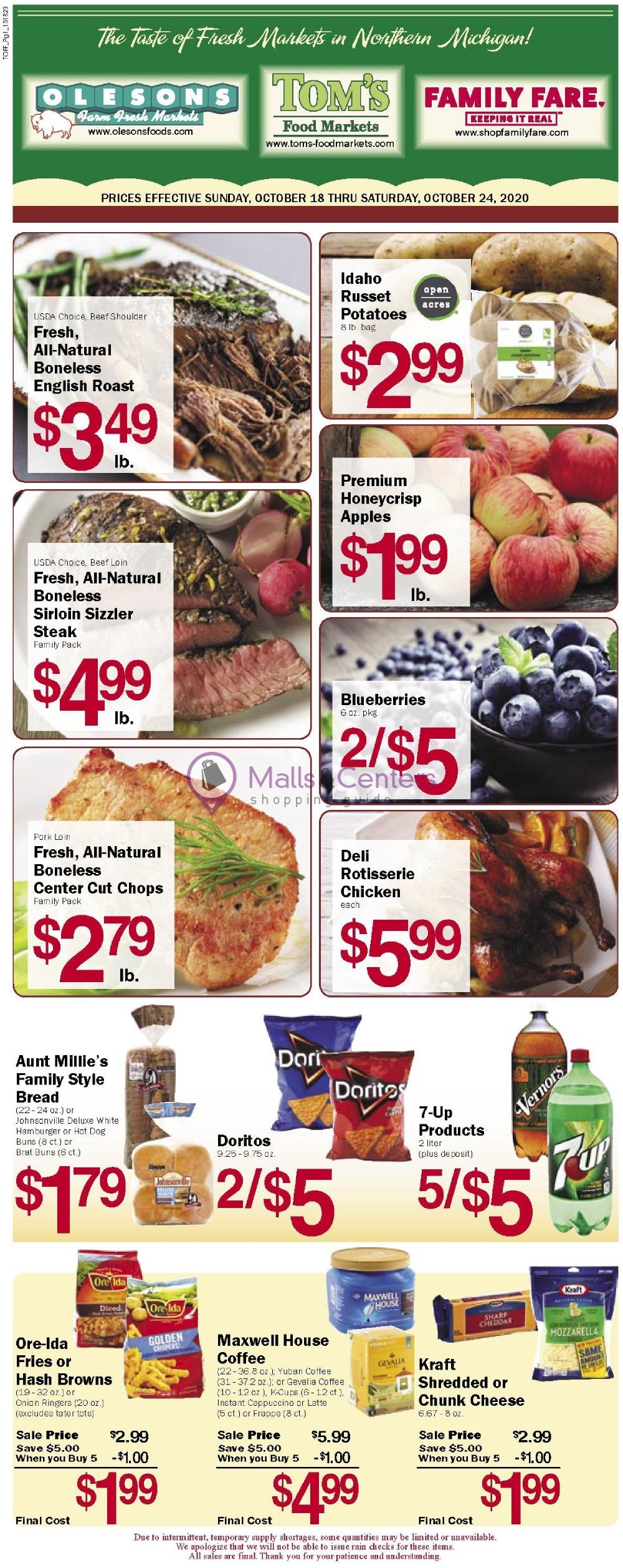 Tom's Food Markets Weekly Ad sales & flyers specials MallsCenters