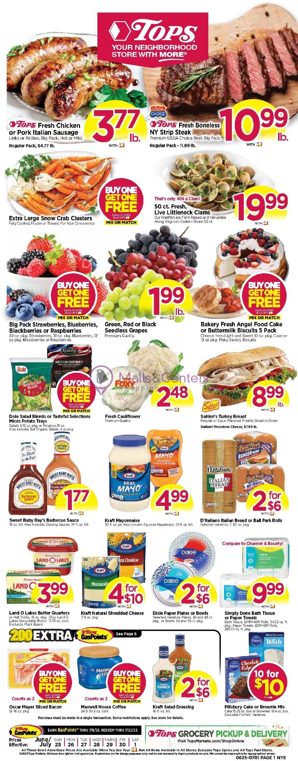 Tops Markets Weekly ad valid from 06/25/2023 to 07/01/2023 MallsCenters