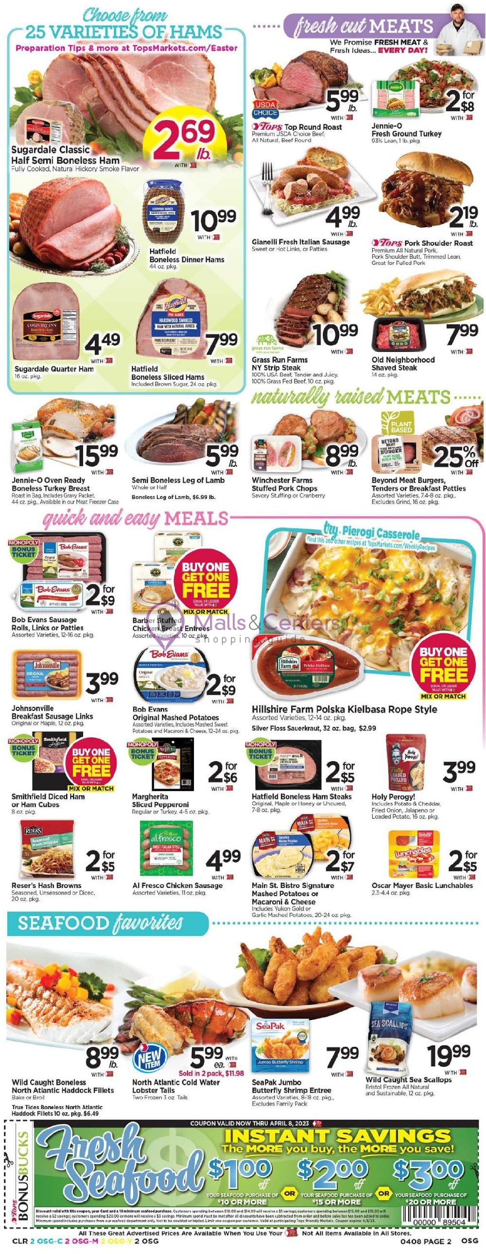 Tops Markets Weekly ad valid from 04/02/2023 to 04/08/2023 MallsCenters