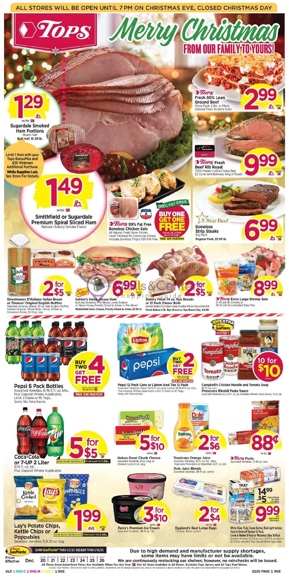 Tops Markets Weekly ad valid from 12/20/2020 to 12/26/2020 MallsCenters