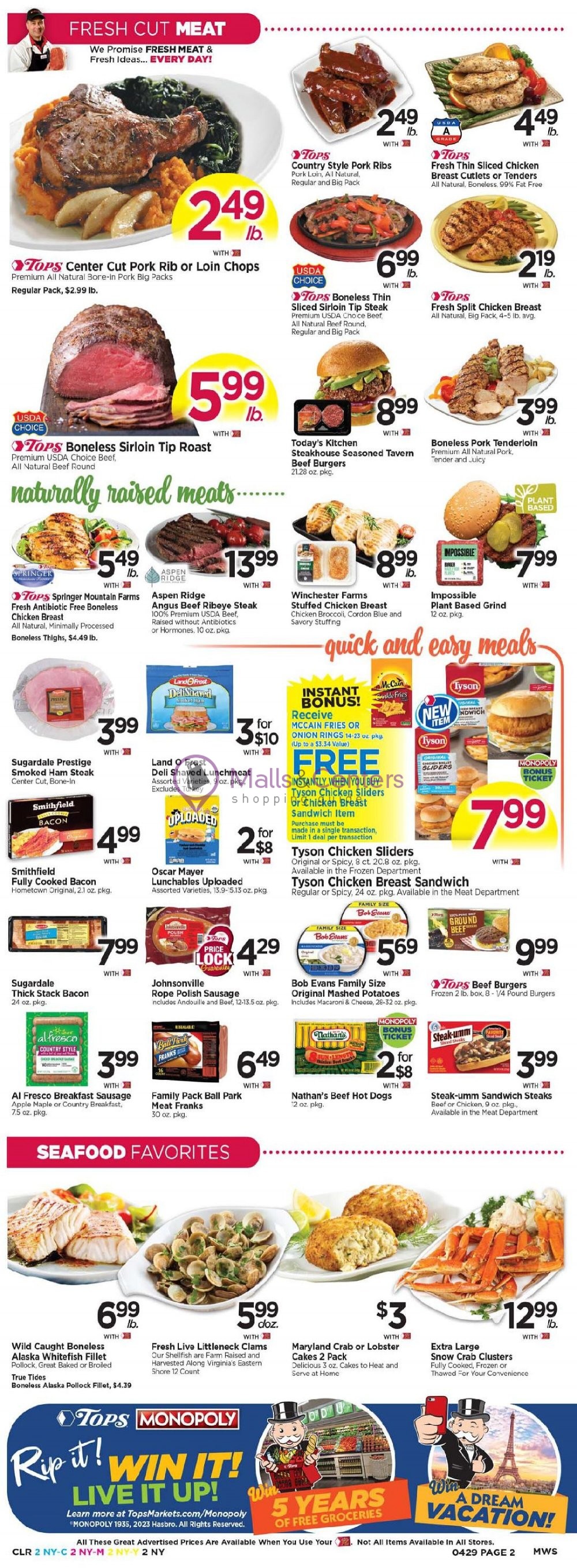 Tops Markets Weekly ad valid from 04/23/2023 to 04/29/2023 MallsCenters