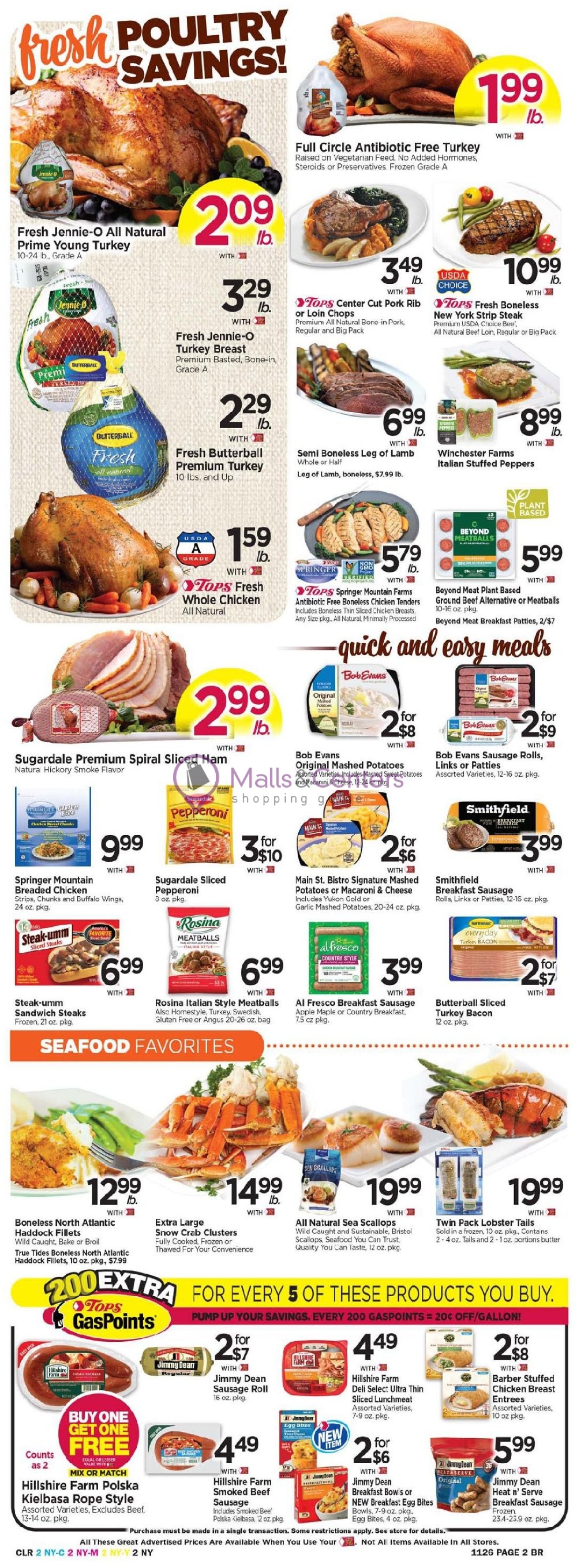 Tops Markets Weekly ad valid from 11/20/2022 to 11/26/2022 MallsCenters