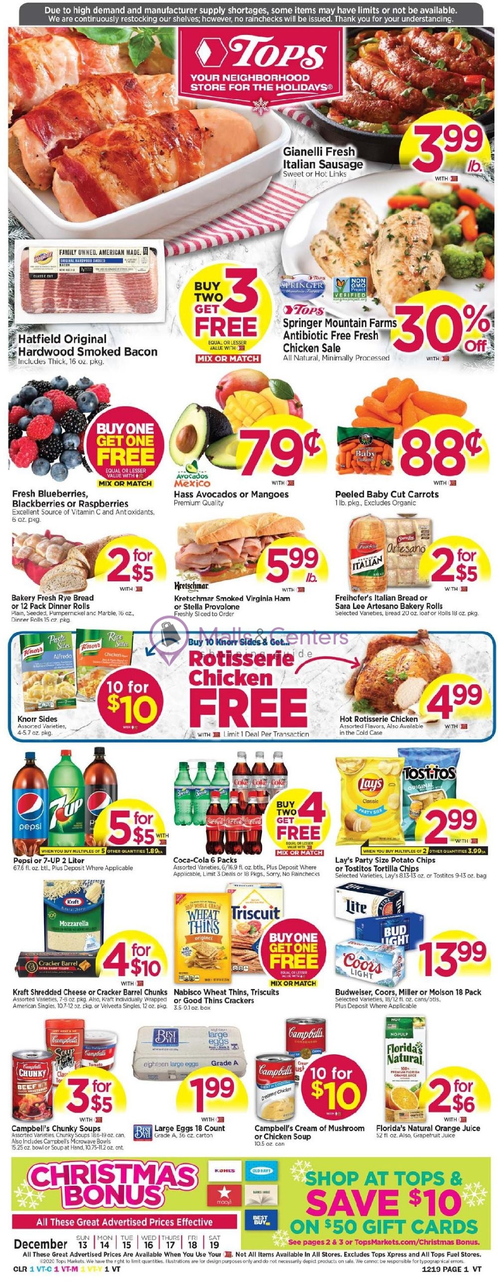 Tops Markets Weekly ad valid from 12/13/2020 to 12/19/2020 MallsCenters