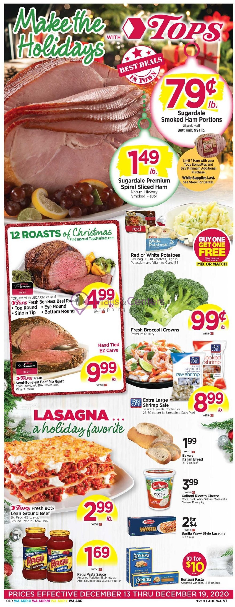Tops Markets Weekly ad valid from 12/13/2020 to 12/19/2020 MallsCenters