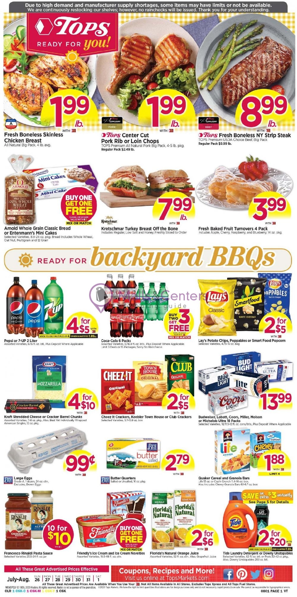 Tops Markets Weekly ad valid from 07/26/2020 to 08/01/2020 MallsCenters