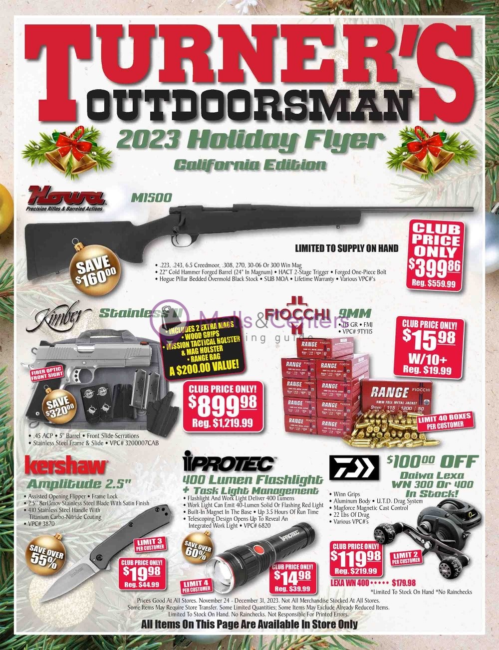 Turner's Outdoorsman Weekly ad valid from 11/24/2023 to 12/31/2023