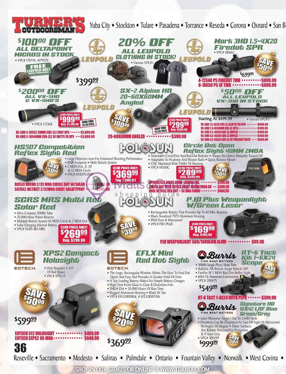 Turner's Outdoorsman Weekly ad valid from 11/24/2023 to 12/31/2023