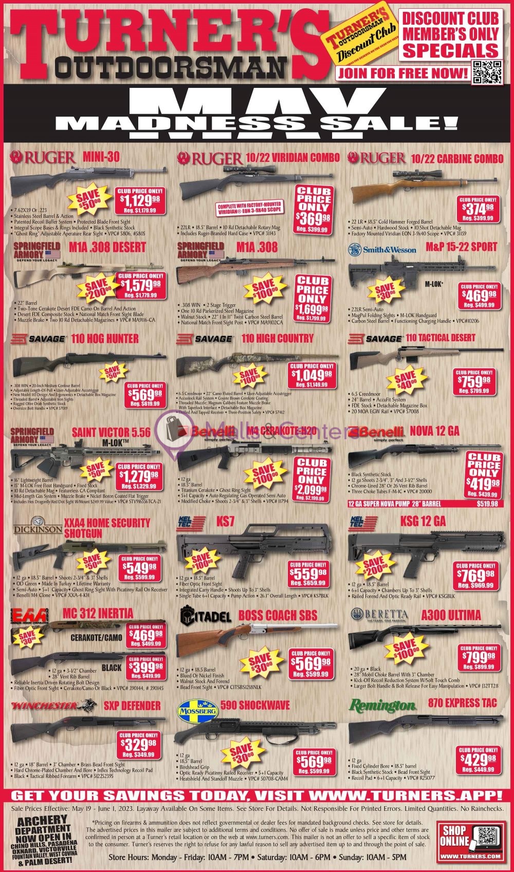 Turner's Outdoorsman Weekly ad valid from 05/19/2023 to 06/01/2023
