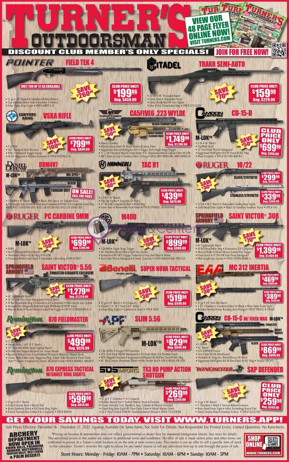 Turner's Outdoorsman Weekly ad valid from 12/16/2022 to 12/22/2022