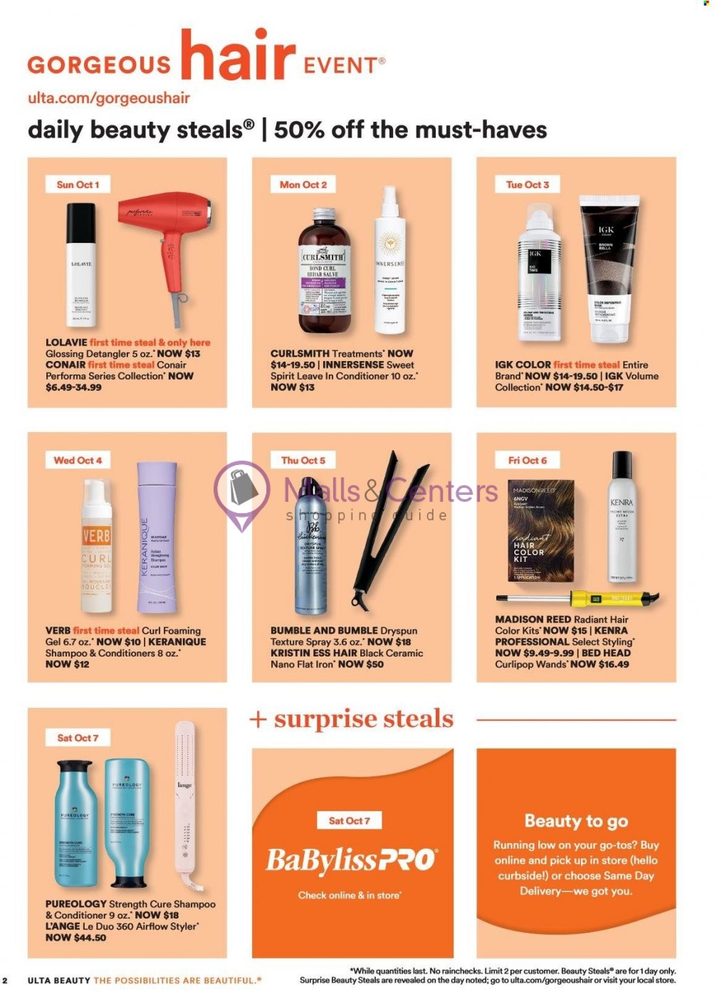 Weekly ad for Ulta Beauty valid: 10/01/2023 - 10/21/2023, page 2 Weekly ad for Ulta Beauty valid: 10/01/2023 - 10/21/2023, page 2