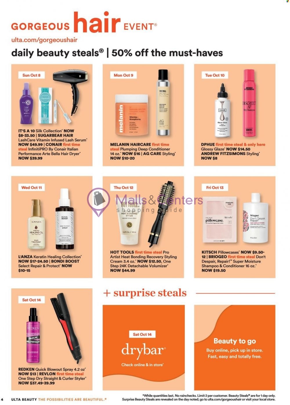 Weekly ad for Ulta Beauty valid: 10/01/2023 - 10/21/2023, page 4 Weekly ad for Ulta Beauty valid: 10/01/2023 - 10/21/2023, page 4