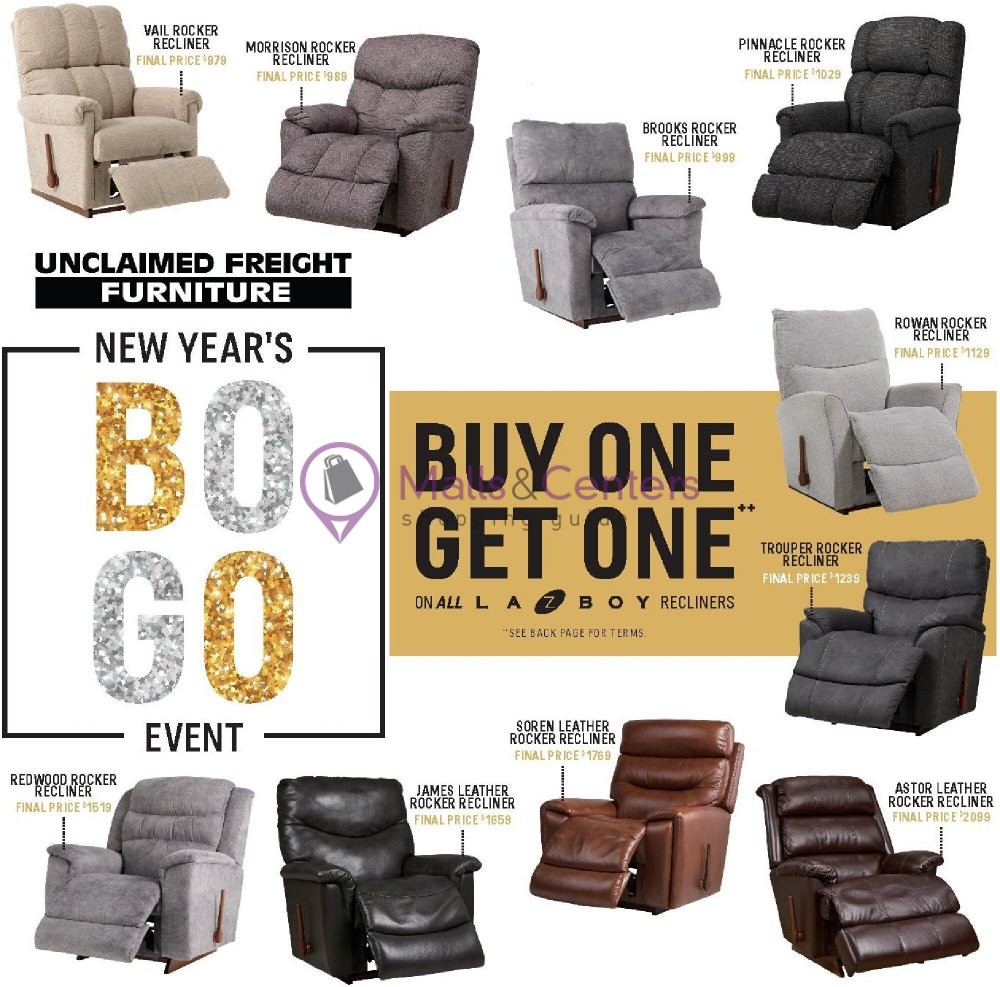 Unclaimed Freight Furniture Weekly Ad sales & flyers specials MallsCenters