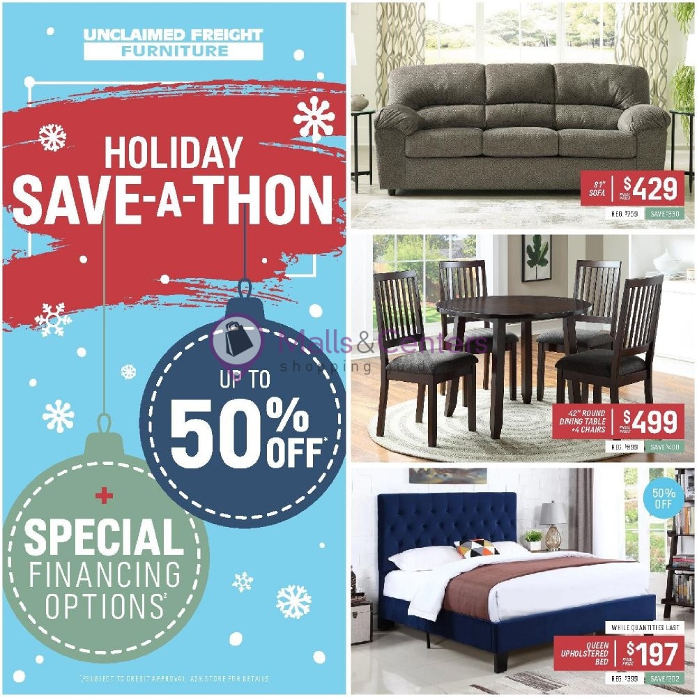 Unclaimed Freight Furniture Weekly Ad sales & flyers specials