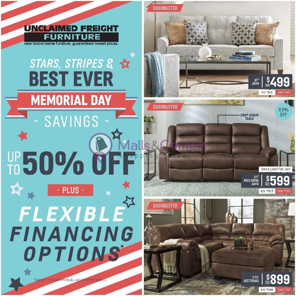 Unclaimed Freight Furniture Weekly Ad sales & flyers specials