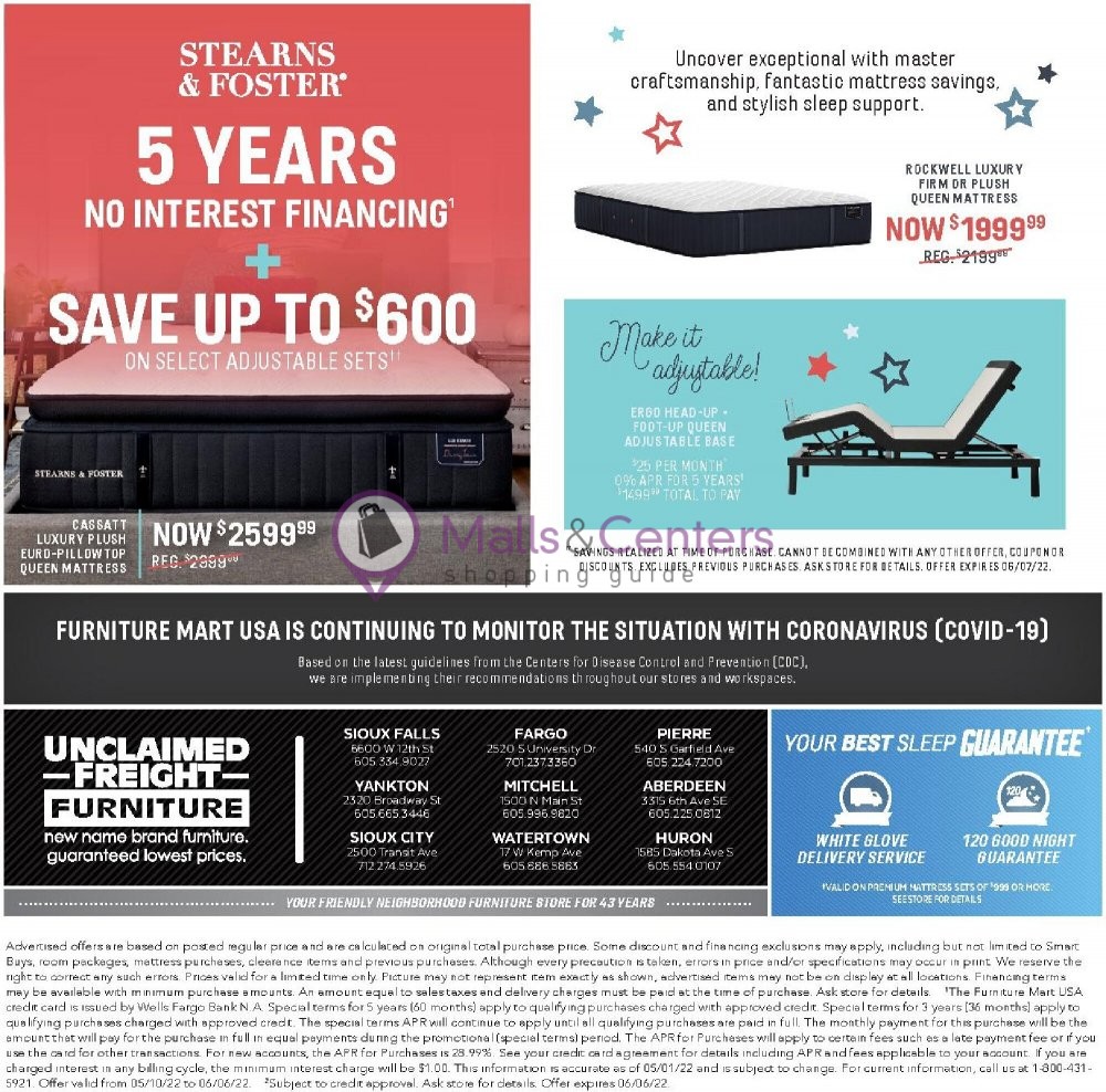 Unclaimed Freight Furniture Weekly Ad sales & flyers specials