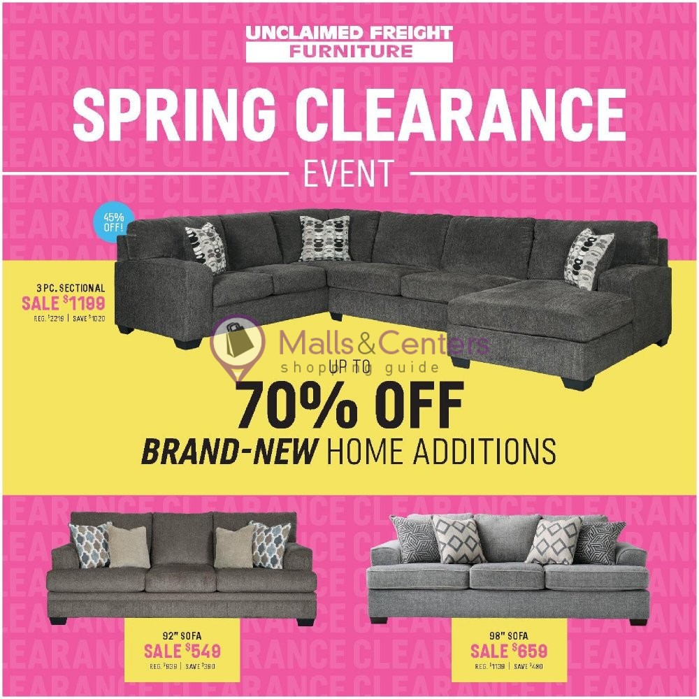 Unclaimed Freight Furniture Weekly Ad sales & flyers specials