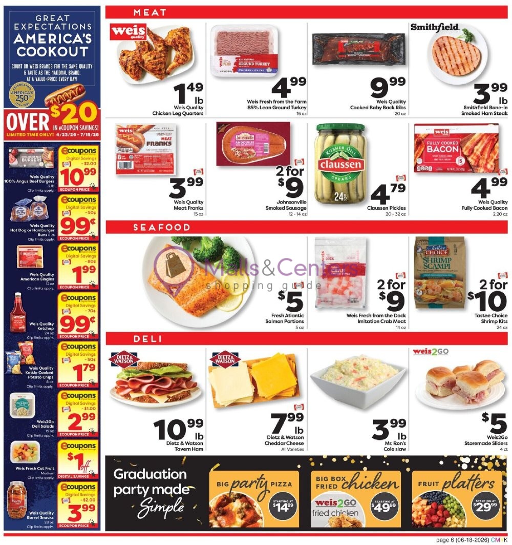 Weekly ad for Weis Markets valid: 06/18/2026 - 07/15/2026, page 6