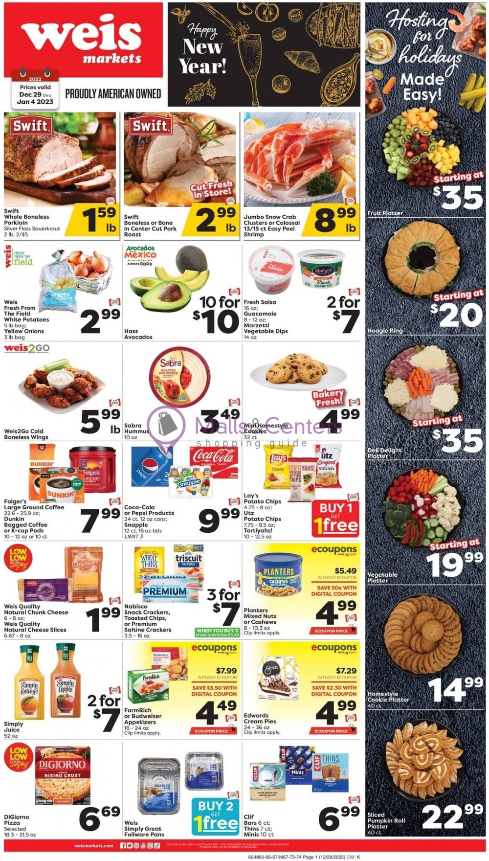 Weis Markets Weekly ad valid from 12/29/2022 to 01/04/2023 MallsCenters