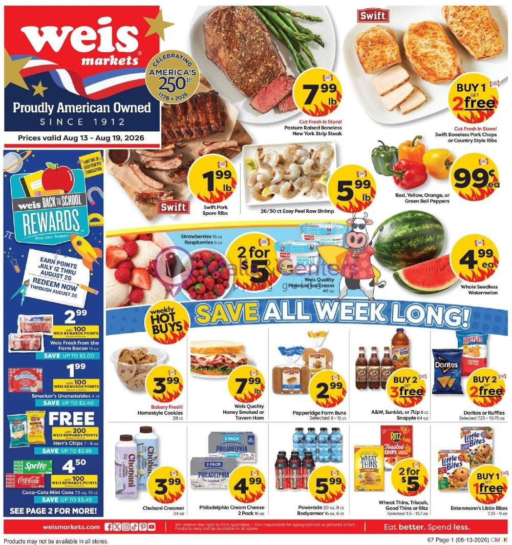 Weekly ad for Weis Markets valid: 08/13/2026 - 08/19/2026, page 4
