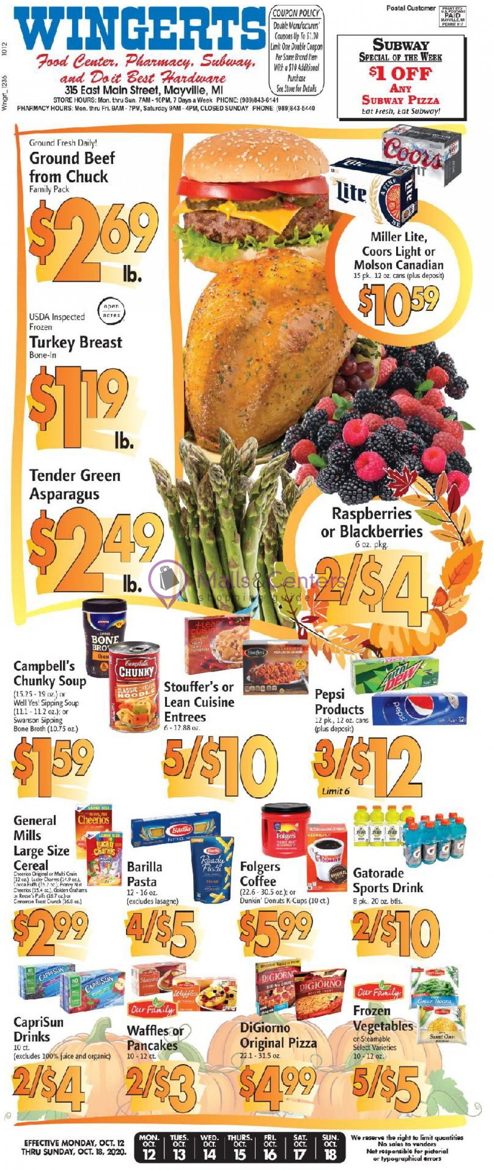 Wingert's Food Center Weekly ad valid from 10/12/2020 to 10/18/2020