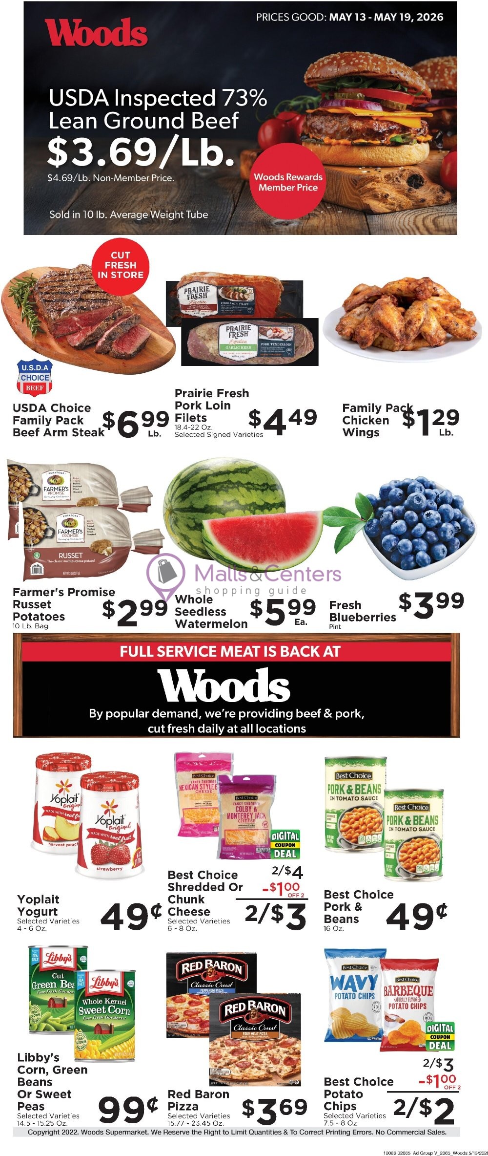 Weekly ad for Woods Supermarket valid: 05/13/2026 - 05/19/2026, page 1