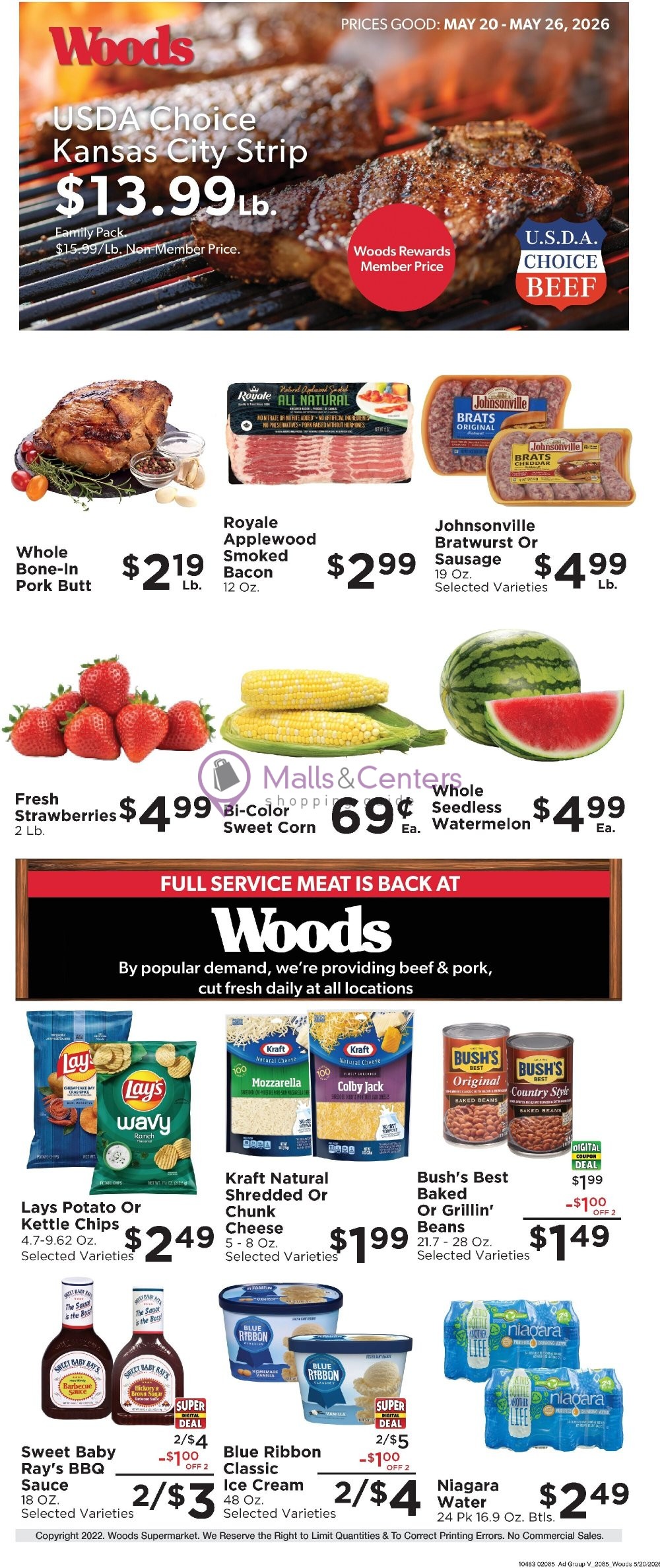 Weekly ad for Woods Supermarket valid: 05/20/2026 - 05/26/2026, page 1